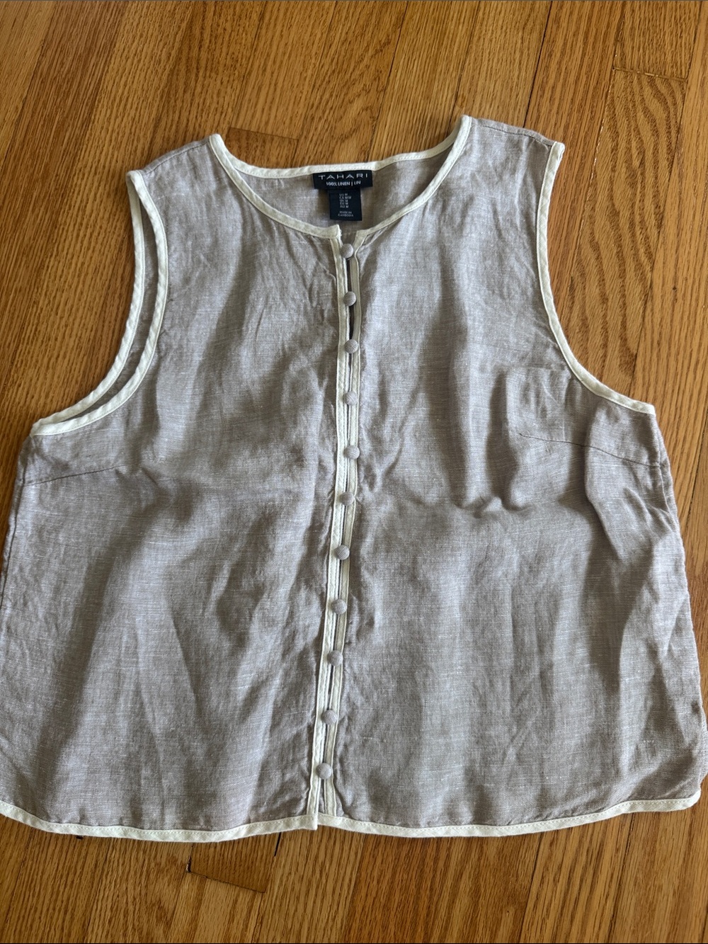 Tahari linen sleeveless top